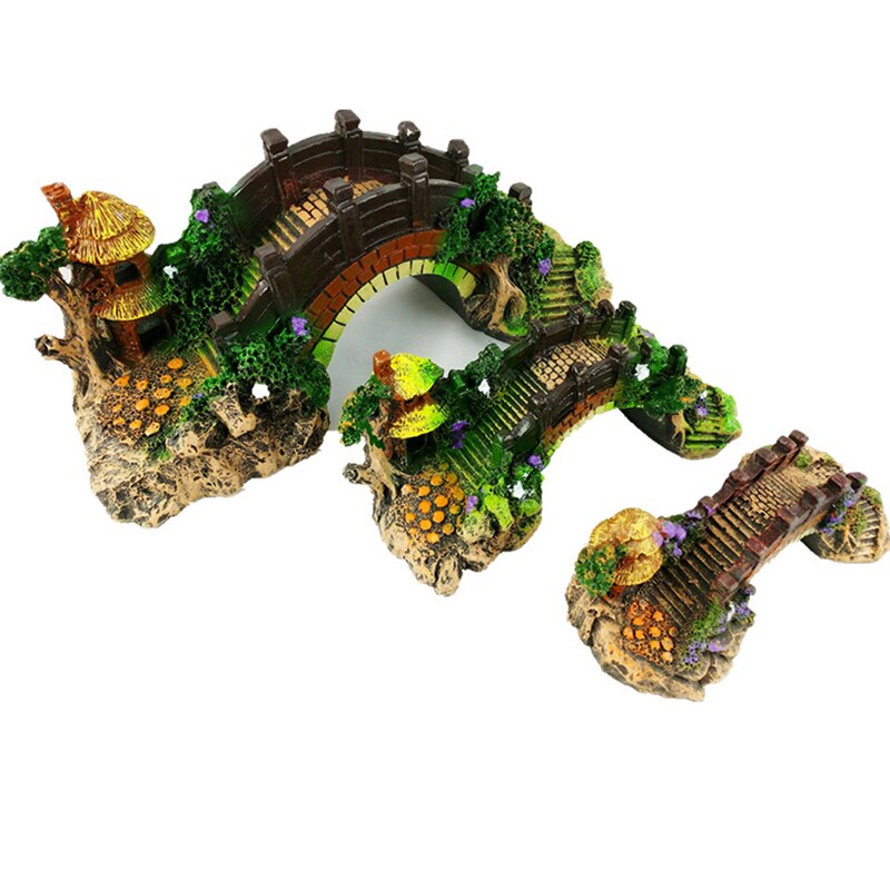 Fish Tank Landscaping Viewing Rockery Bridge Simulation Resin Craft Aquarium Decoration Explosion Mountain Stone Ornaments