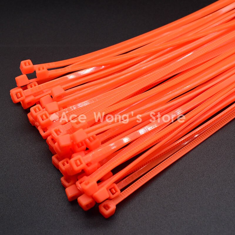 100 stk / pakke 4*200mm bredde 2.7mm farverige fabriksstandard selvlåsende nylon kabelbånd af plast, trådbinder