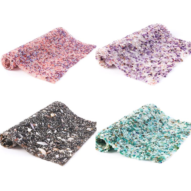 Glitter farverige shell stenperler trim jern på rhinestone mesh hotfix sticker 23ge