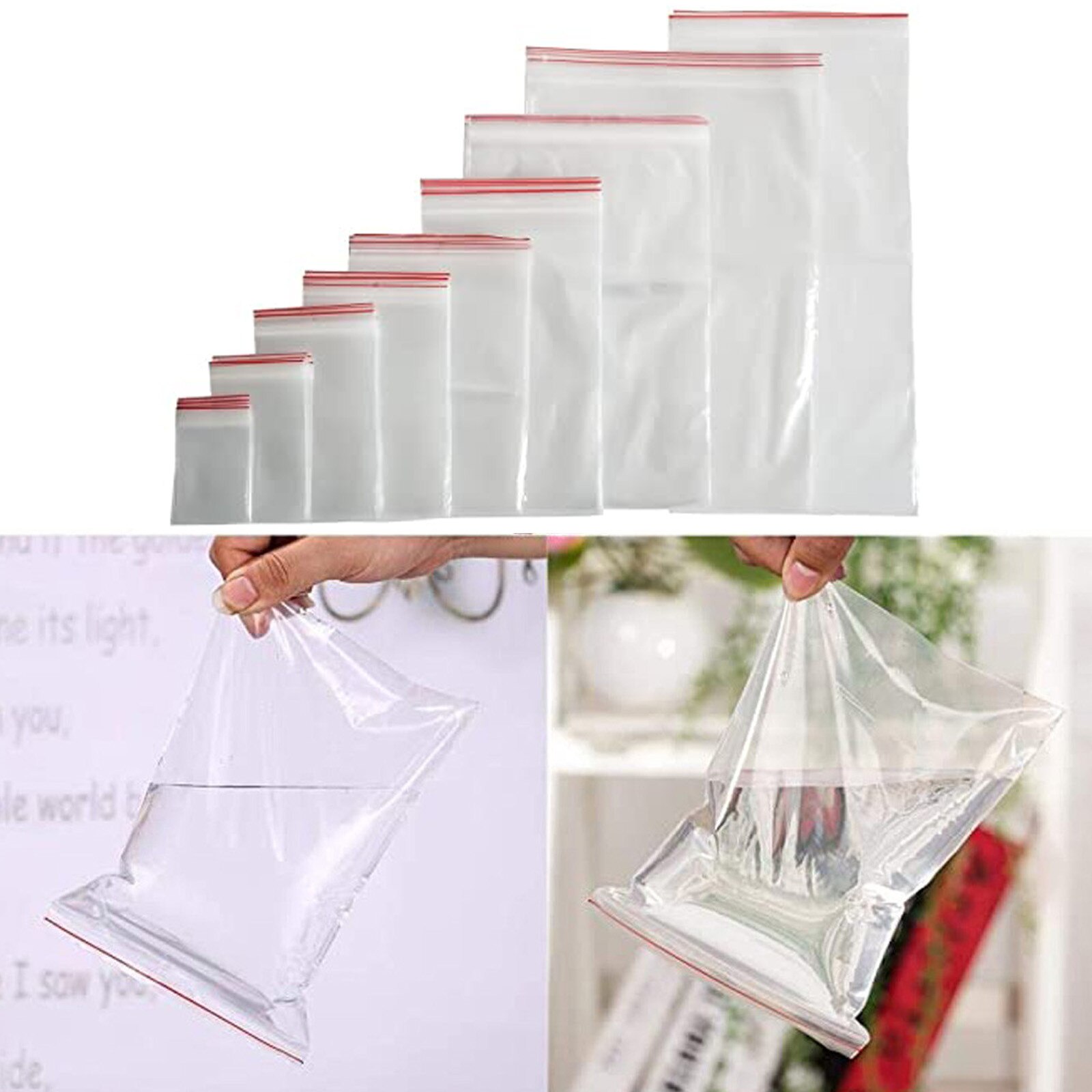 Bolsa de almacenamiento de alimentos sellada, bolsas de plástico transparentes de sellado automático para alimentos, bolsa de dulces de , bolsa sellada resellable para joyería # y30, 100 Uds.