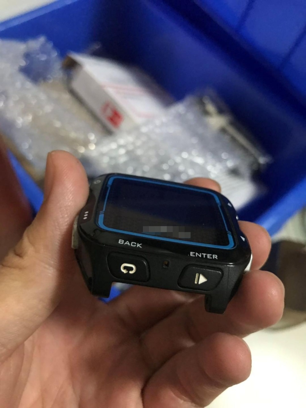 Pour Garmin Forerunner 920XT GPS montre avant boîtier couvercle en verre avec écran LCD, couleur noir/bleu 90%