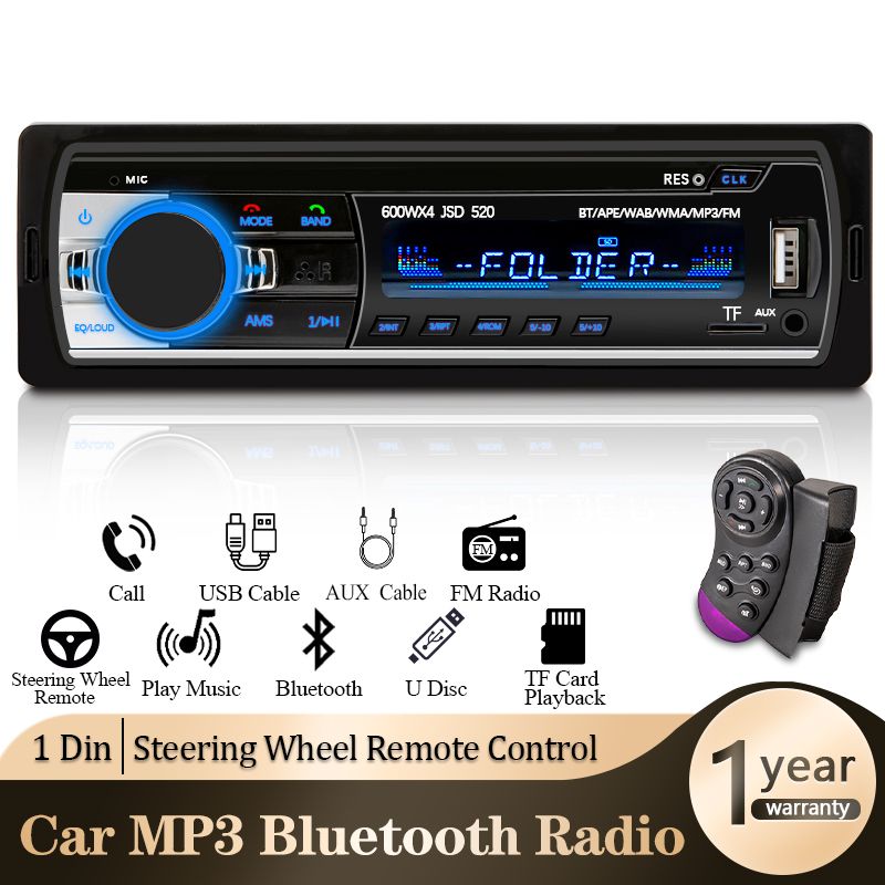 Radio samochodowe 1-dinoowy odtwarzacz stereo Cyfrowy odtwarzacz MP3 Bluetooth Radio FM Stereo Audio Muzyka USB Z wejściem Dash AUX