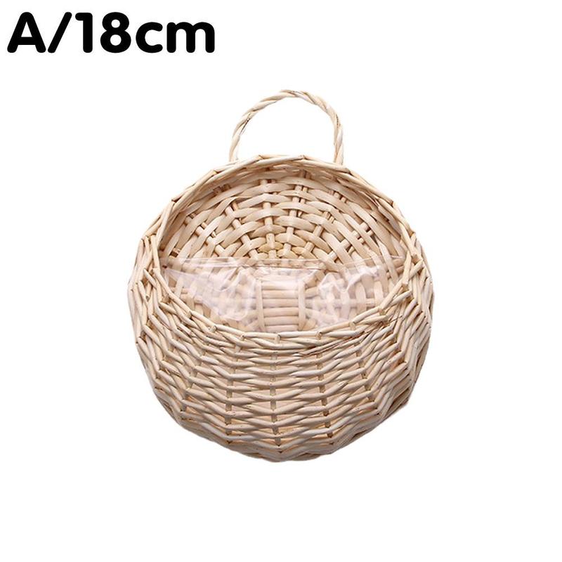 Flower Basket Wall Hanging Natural Wicker Flower Pot Home Rattan Basket Planter Container Decoration Vase Wall Storage Gard N0f8: 18CM  off white