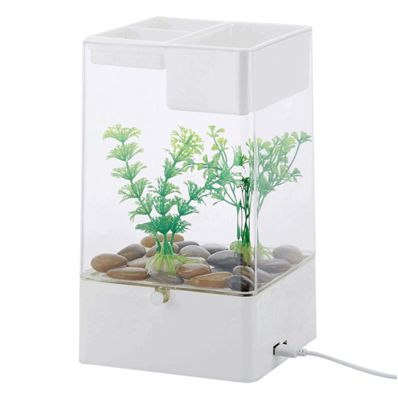 Hongyi lazy mini akryl akvarium skrivebord gennemsigtigt akvarium selvrensende økologisk akvarium