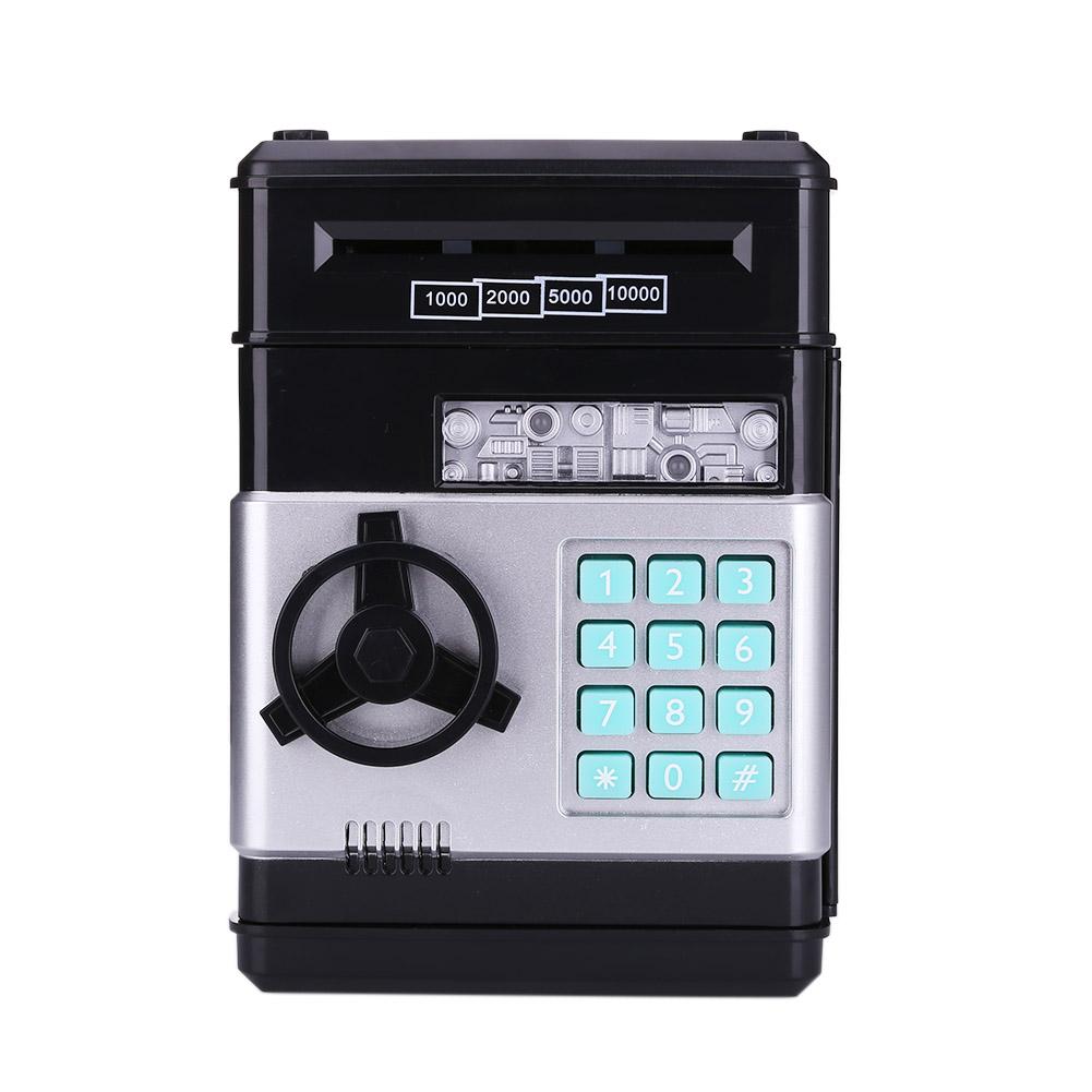 Kinderen Spaarpot Creatieve Elektronische Code Lock Smart Kinderen Automatische Tellen Veilig Cash Coin Automatische Storting Machine: Black