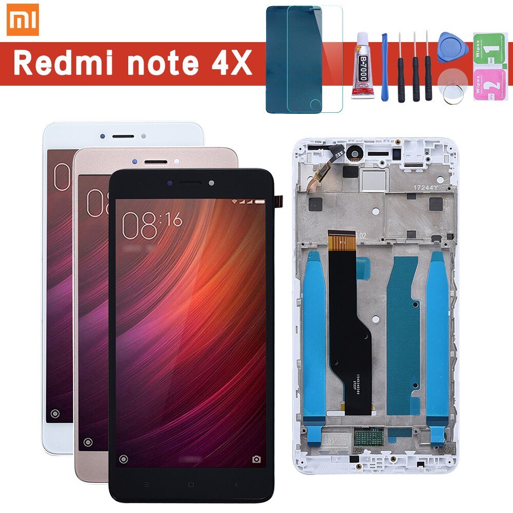 Tela lcd com moldura para smartphone, tela de reposição para xiaomi redmi note 4x, versão global, lcd somente para snapdragon 625