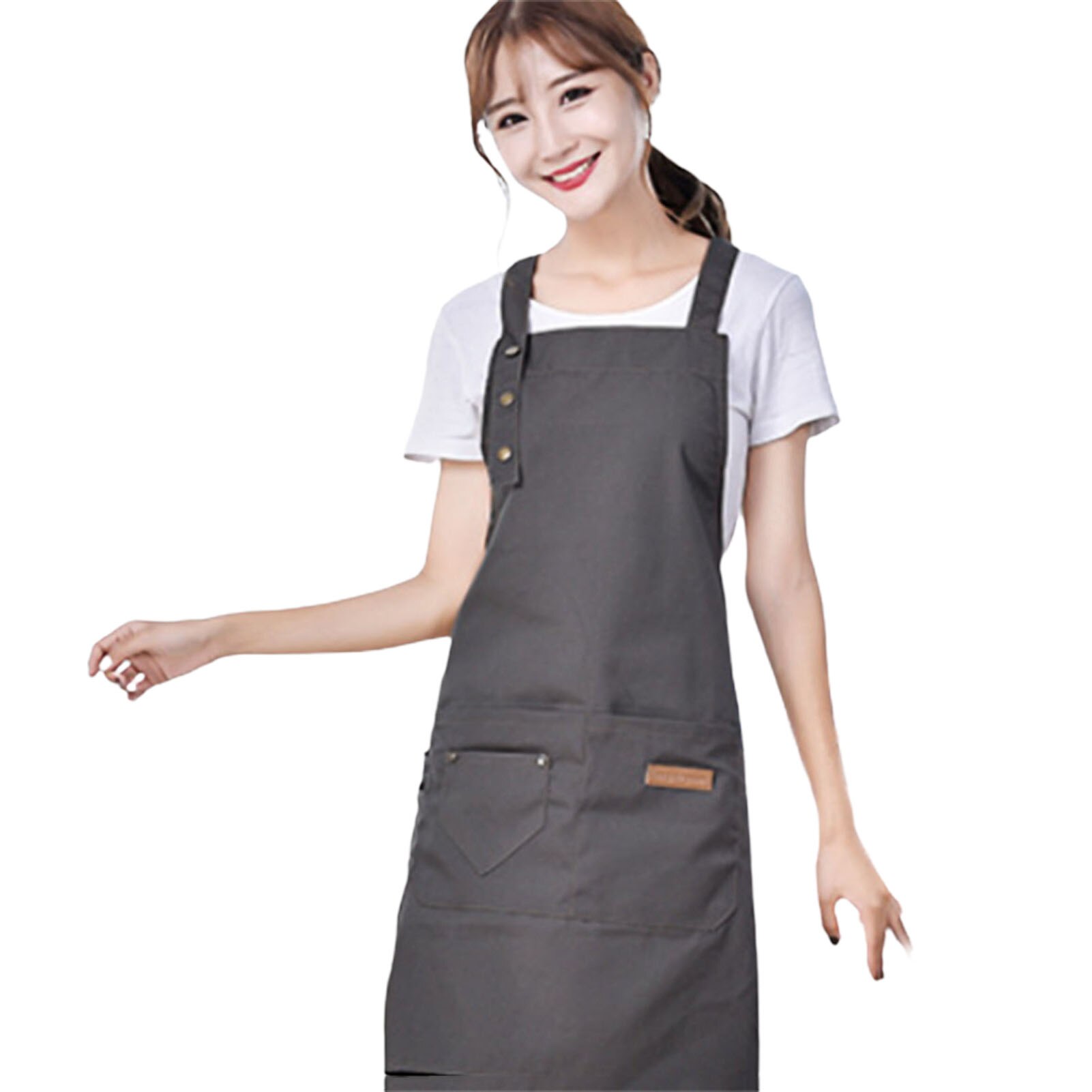 Unisex Sleeveless Aprons Adjustable Neck Strap Kitchen Cooking Aprons Restaurant Bakery Waiter Aprons Anti Oil Kitchen Aprons: Grey