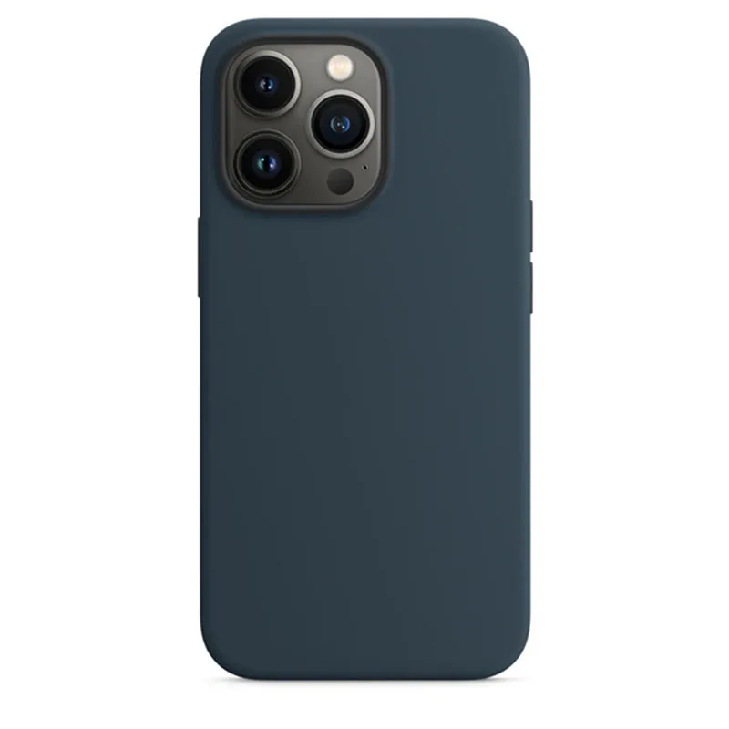 Funda de silicona líquida de animación oficial para iPhone 13 Pro Max 13 Mini con funda Magsafe, funda protectora de carga inalámbrica: Mezclilla / Gris