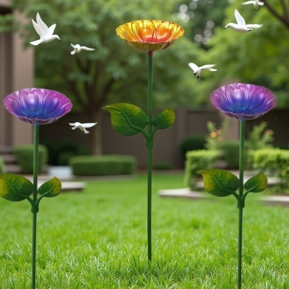 Dispensador de Ração para Pássaros em Formato de Flor de Ferro, Banheira para Pássaros de Grande Capacidade, Prato Durável para Alimentação de Pássaros, Banheira Conveniente para Pássaros no Quintal