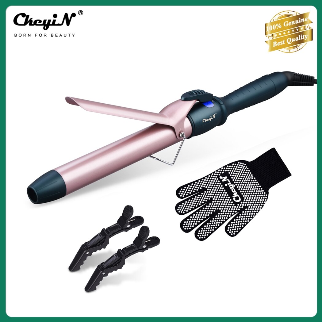 CkeyiN 25mm 32mm 38mm Hair Curler Ceramic Coating Deep Curling Wand Negative Ions Fast Heating Curling Iron for Dry and Wet Hair