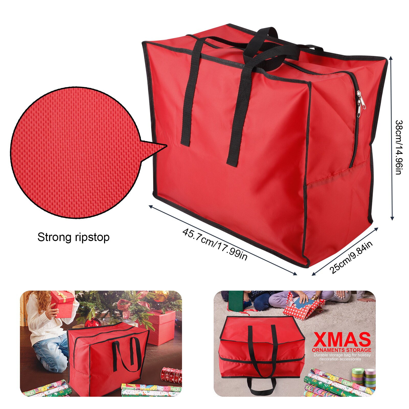 Christmas Light Storage Bag Organizer Storage Nylon Storage Bag Easy To Store Handle Easy To Use Nylon Material Lights Zip Sack