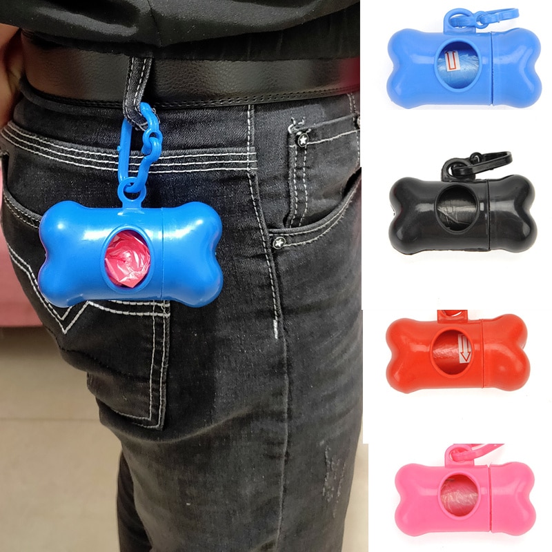 Pet Dog Poop Bag Dispenser Waste Garbage Holder Dispensers Poop Bags Set Bone Pets Cat Dogs Trash Cleaning Supplies Dog Toy