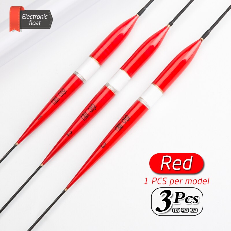 3pcs/lot Luminous Electronic Fishing Float Fishing Tackle Fishing Float Long Tail Night Float: Red