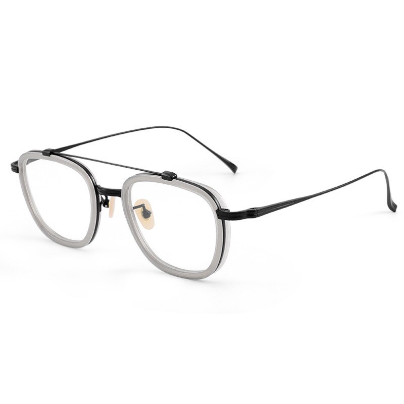 Men IP Titanium Glasses Frame Women Acetate Square Myopia Optical Prescription Eyeglasses Frame Tony Stark Ultralight Eyewear: gray