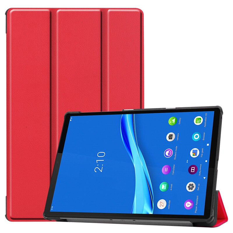 For lenovo tab  m10 fhd plus etui tb -x606f tb -x606x pu lær magnetisk nettbrett foliodeksel for lenovo tab  m10 plus 10.3 tommer: Rød