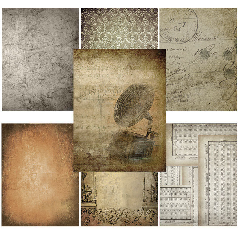 ZFPARTY 14pcs Single-side Printed Vintage Background paper papercraft art paper handmade scrapbooking kit set book
