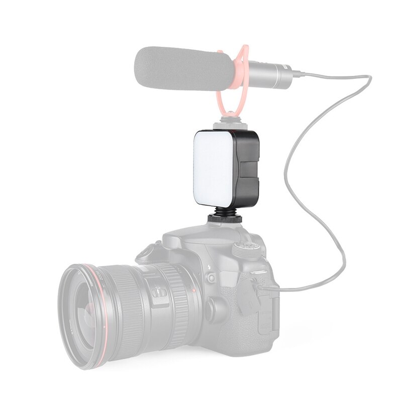 2 pz mini portato Luce video Fotografia riempire-in Lampada 6500K Dimmable 5W con Fredda scarpa montare adattatore per la Macchina Fotografica DSLR