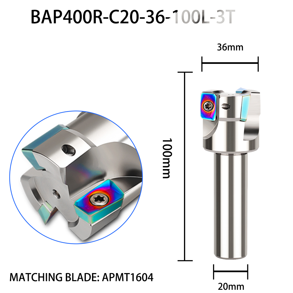 Varilla de fresado integrada tipo torreta R0.8, vástago recto C16 C20, fresadora de torreta, herramienta, fresa de cara rugosa: 19 mm