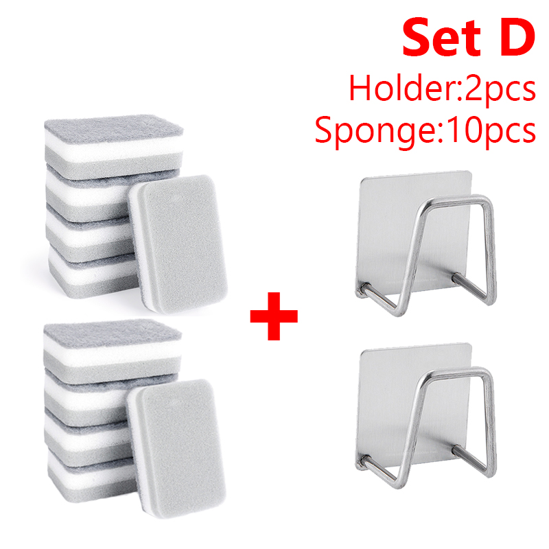 Keuken Sponzen Houder Zelfklevende RVS Gootsteen Afvoer Rack Spons Schuursponsje Schoonmaken Vaatdoek Opslag Plank Sets: Donker Kaki