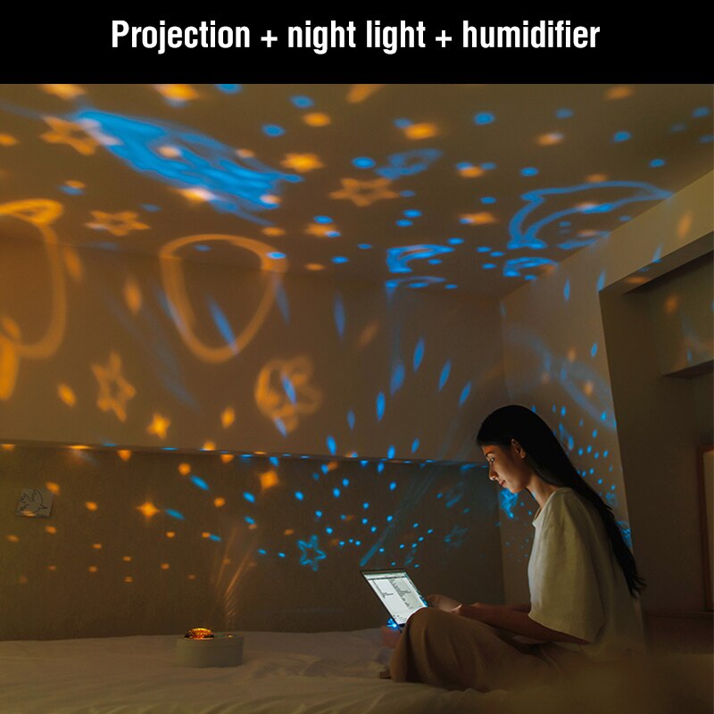 PTMJ-humidificador de aire de 1L, difusor de Aroma recargable con dos pulverizadores, proyección de luz nocturna, difusores de aceites esenciales, fabricante de vapor