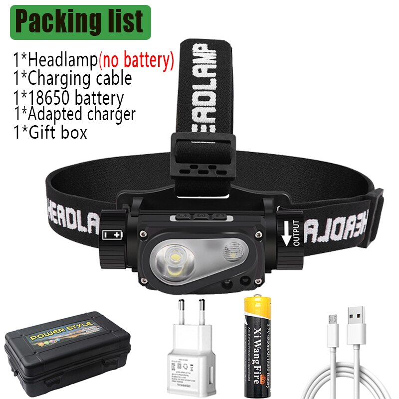 XHP50 LED Scheinwerfer Sensor Scheinwerfer Taschenlampe 18650 USB Aufladbare draussen Kopf Lampe Taschenlampe 10 Beleuchtung Modi Arbeit Licht: package F