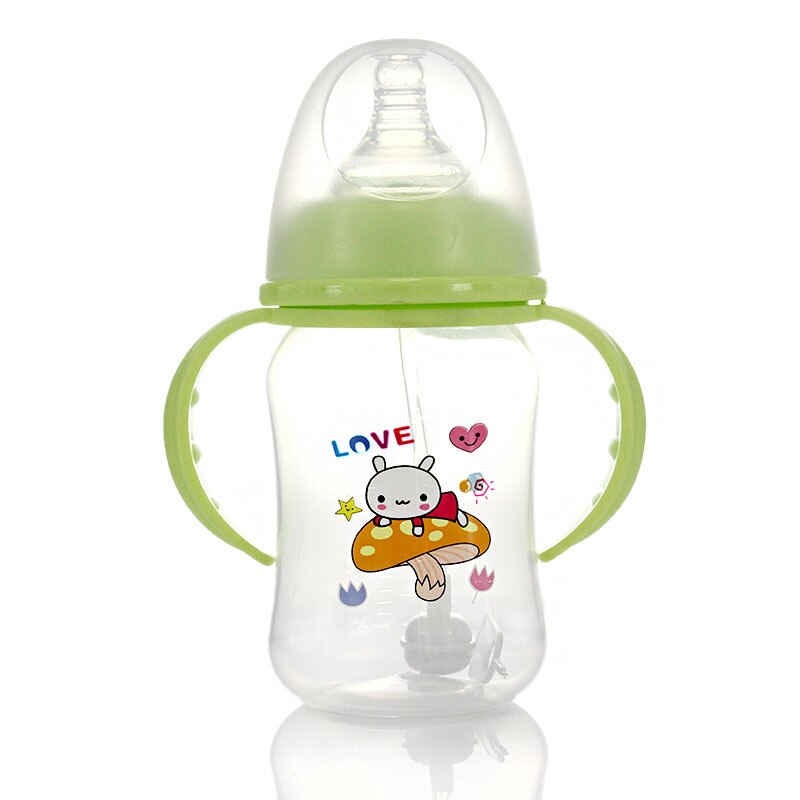 240Ml Baby Melk Fles Brede Hals Bpa Gratis Zachte Siliconen Zuigfles Met Feeder En Handvat Voor kids