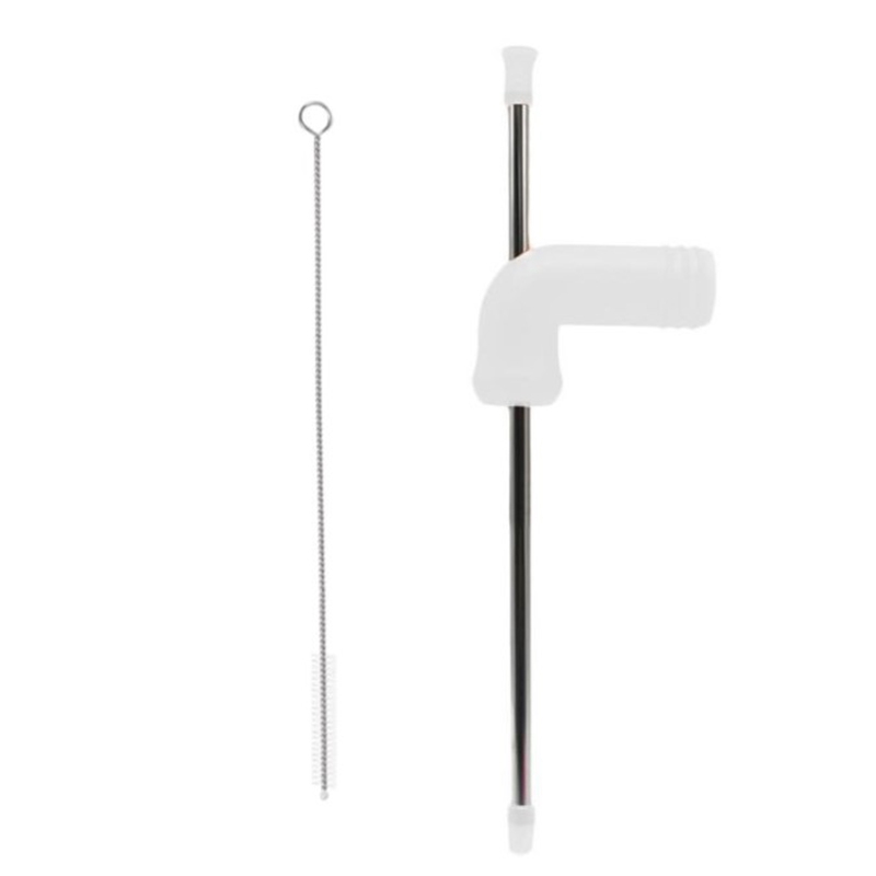 Beer Snorkel Double-Layer Beer Snorkel Bar Tools Straight Straw Style Beer Dispenser with Cleaning Brush: White
