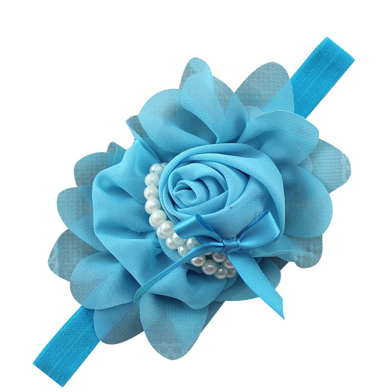 Baby Girls Headband Flexible Flower Princess Headband For Girl Baby Girl Hair Accessories Newborn Photography Props cute: Sky blue