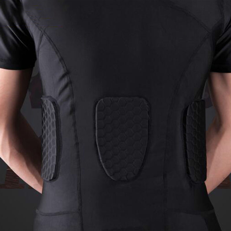 -Men's Rib Protector Padded Vest Compression Shirt Training Vest with 3-Pad for Football Soccer Basketball Hockey Protective