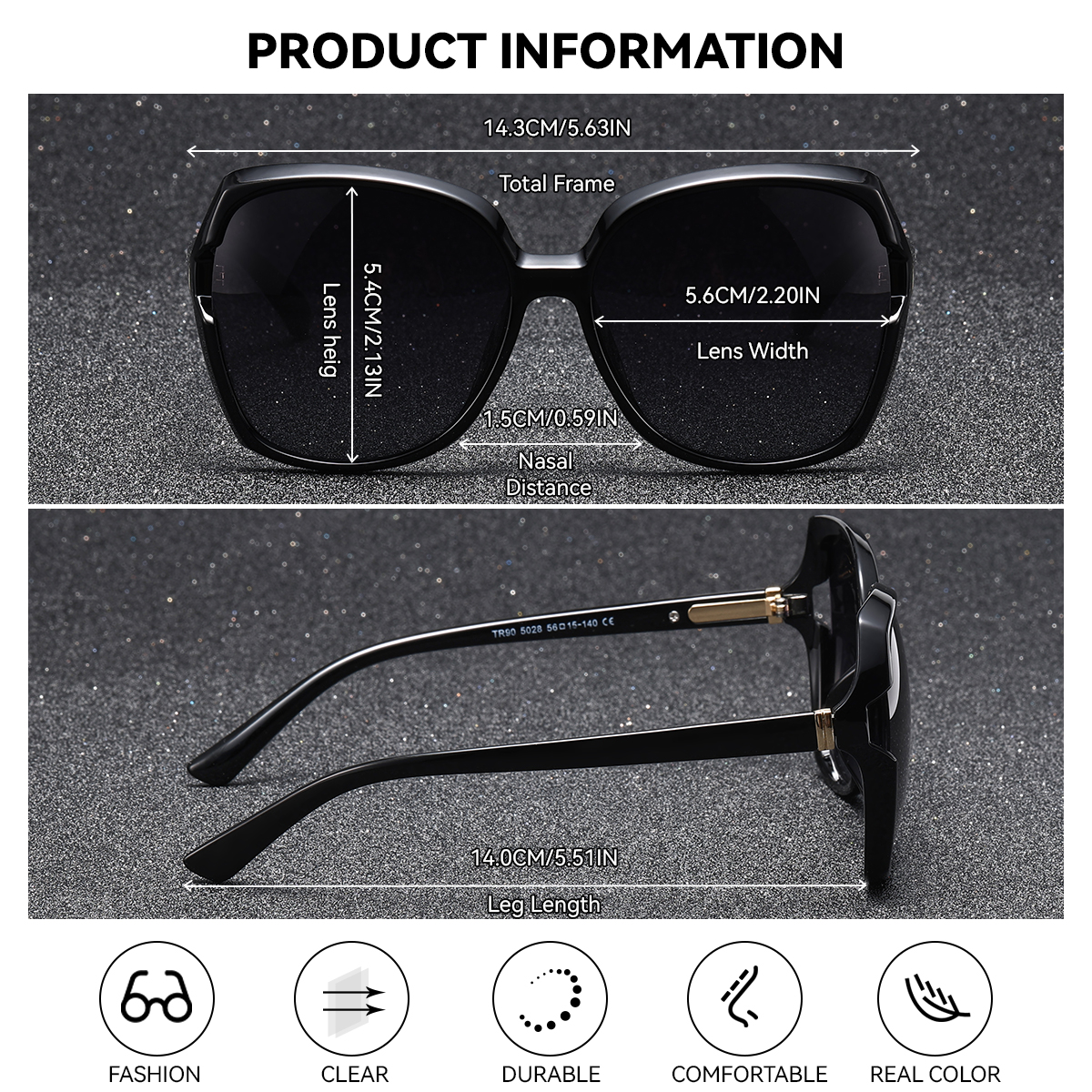 BARCUR mujer gafas de sol colores degradados PC elíptico marco grande UVA/B gafas de sol polarizadas paquete de caja de blanca