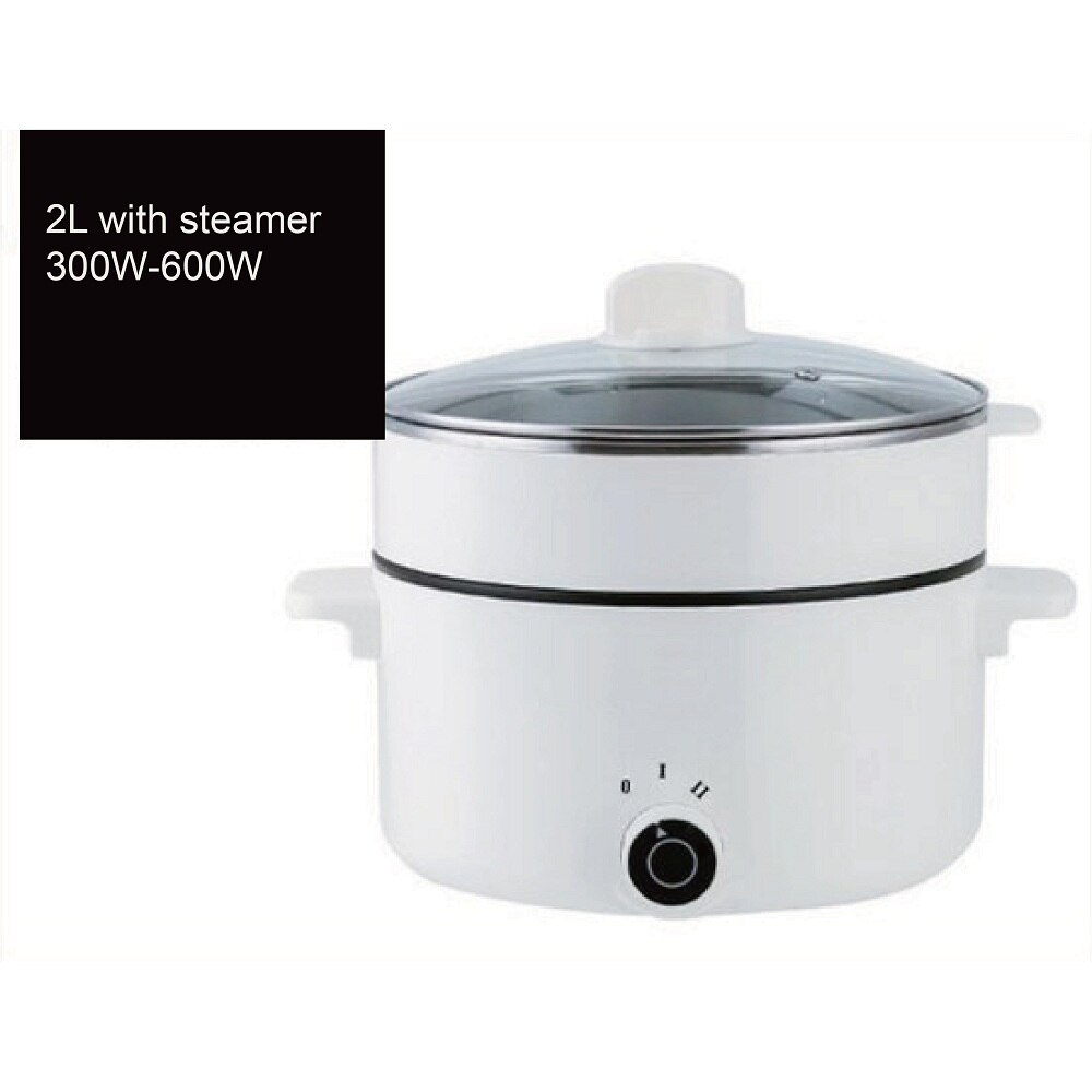 2.5L electric skillet low power student pot electric pot cooking pot 2-6 people frying pan: 2L White / AU