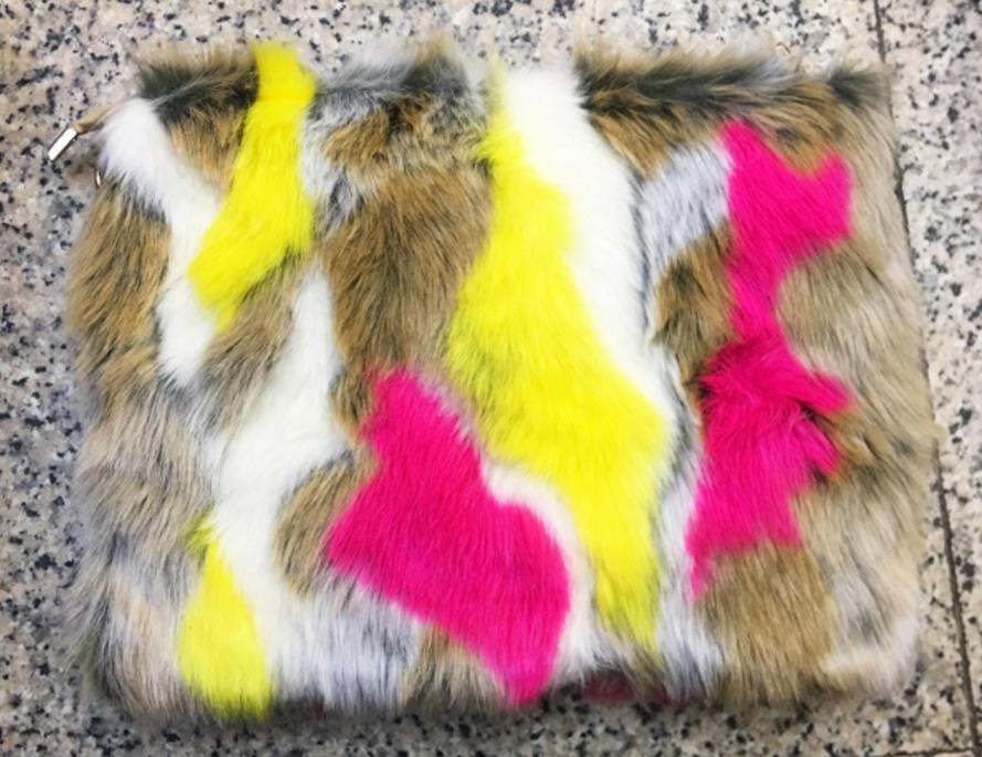 Women's Clutches Bags Lady Mixed Faux Fur Clutch Handbags Shoulder Bags Pouch Party Messenger Purse Colorful Bag: C