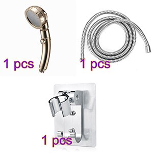360 degree rotatable 3 Modes shower head with Water Control Button High-pressure water-saving Rain shower watering: gold set