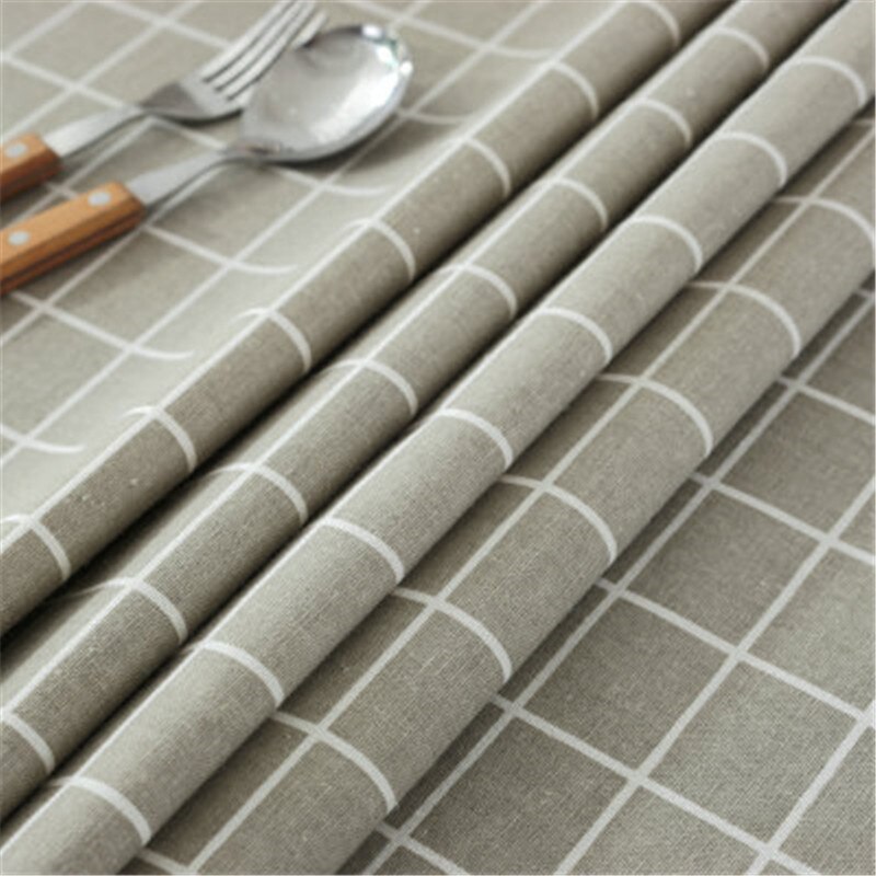 100*150cm moderne sort og hvid grå plaid geometrisk trykt linned bomuldsstof til duge gardin sengelinned stof: Grå