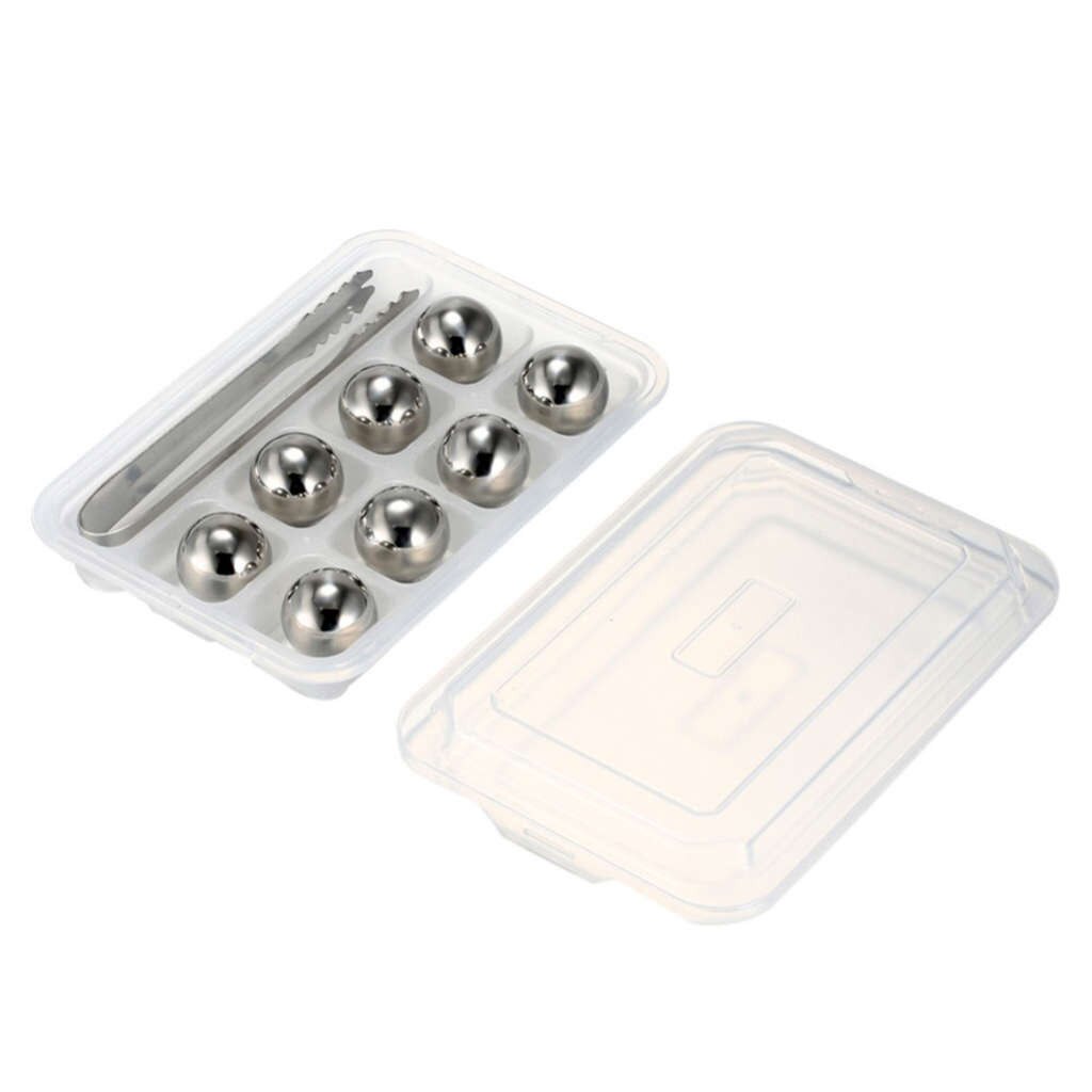 Round Stainless Steel Ice Cubes Reusable Wine Whiskey Beverage Metal Chilling Stones with Whisky Keep Cold Ice Tartar: 8PC 25mm