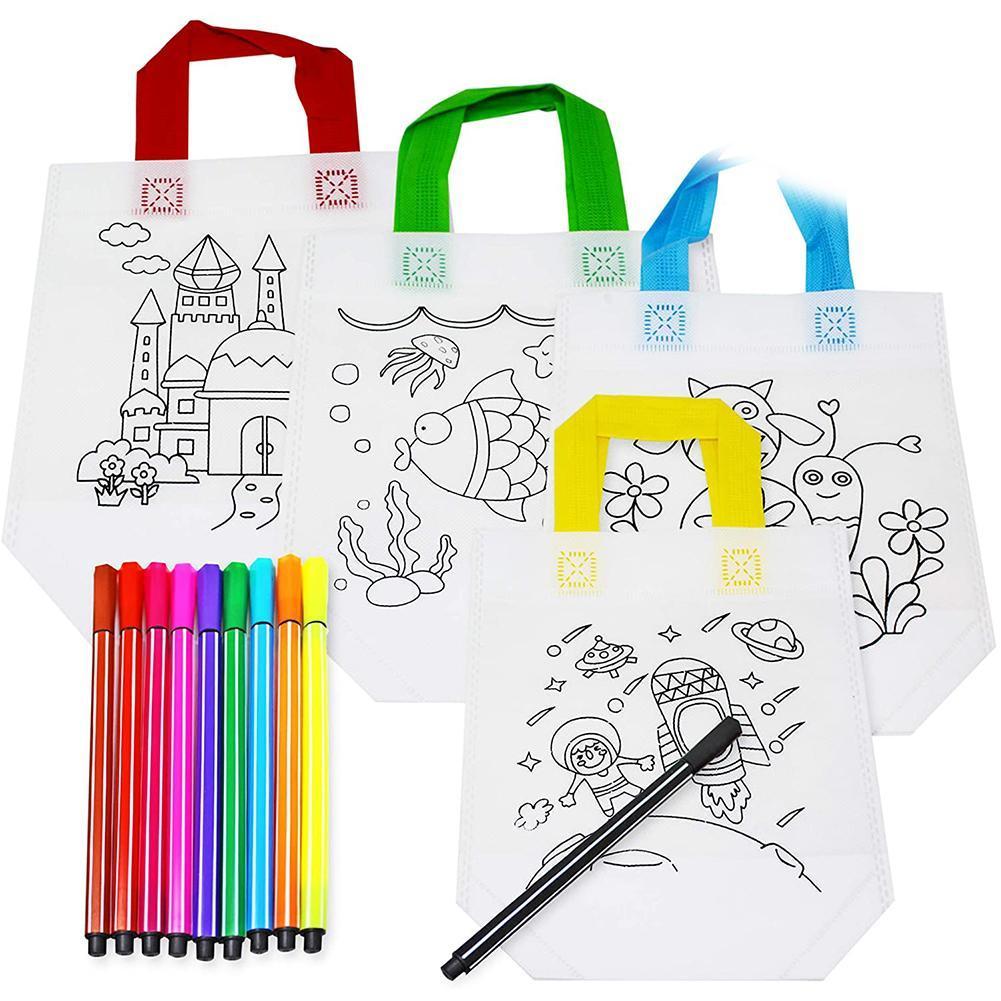 Diy Milieubescherming Graffiti Tas Handgemaakte Voor Kinderen Kleuterschool Puzzels Kinderen Zakken Schilderij Tote U1V5