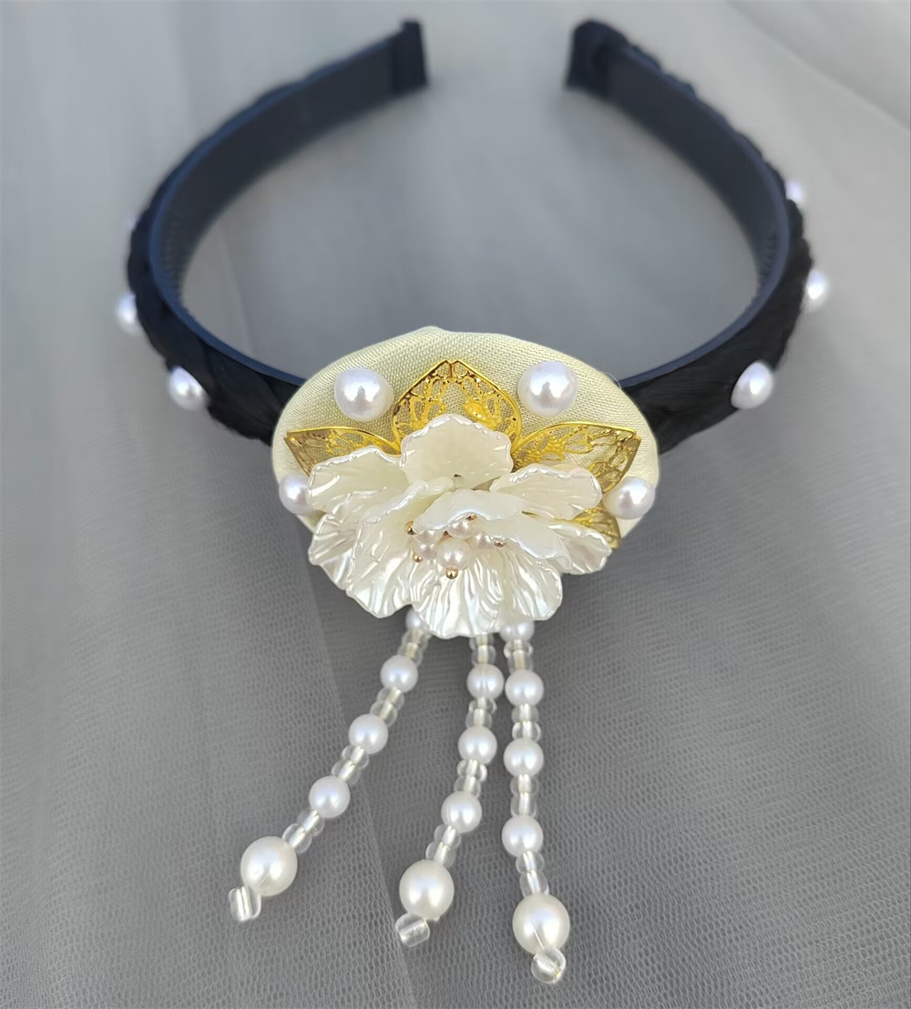 1pcs Korean Version Tassel Flower Hairband Traditional Classical Ethnic Style Headdress Hanbok Accessories Women Girl: Blue