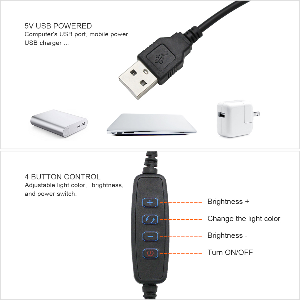 Linterna LED USB para exteriores, Bombilla portátil para acampar, 5V, 3 colores, lámpara recargable regulable para tienda de campaña en casa, senderismo, luz nocturna de emergencia