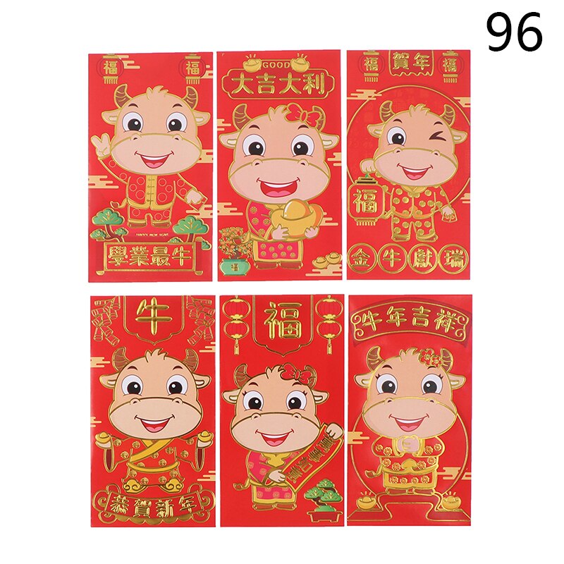 6 Stuks Chinese Ox Jaar Lente Festival Creatieve Rode Envelop Trouwen Rode Envelop: Licht Groen