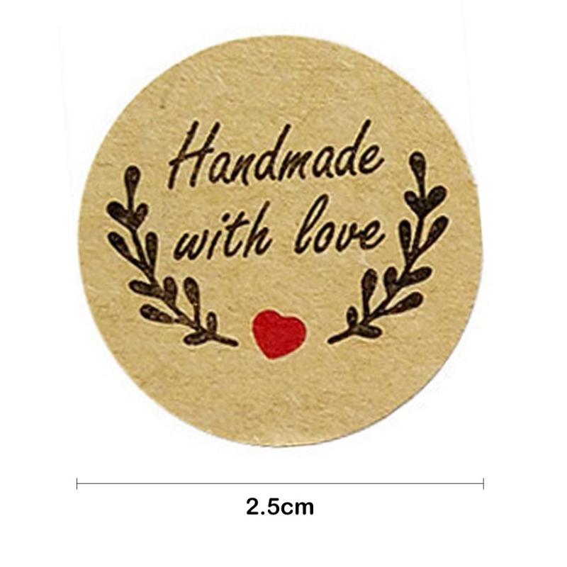 500 etykiety/przylepne w rolce naklejki miłość Wykonany ręcznie prezent pieczenie ciasteczek pieczęć etykiety naturalne akcesoria dekoracyjne kraft: C