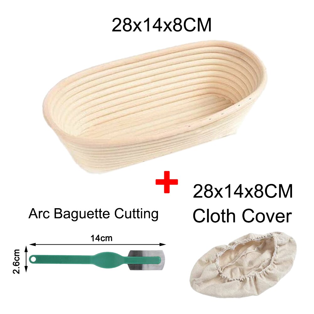 Bröd jäsning rotting korg proofing land bröd banneton baguette deg korgar förvaringsbehållare flätade korg tillbehör: 28 x 14 x 8cm