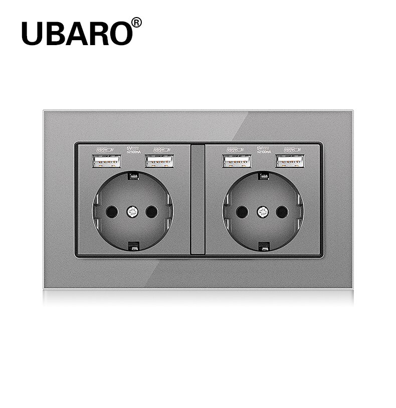 Ubaro 146*86 duitse standaard kristal gehard glas tomada priz stekkerdoos stopcontact stopcontact  ac100-250v: Ds -146-u2- uur