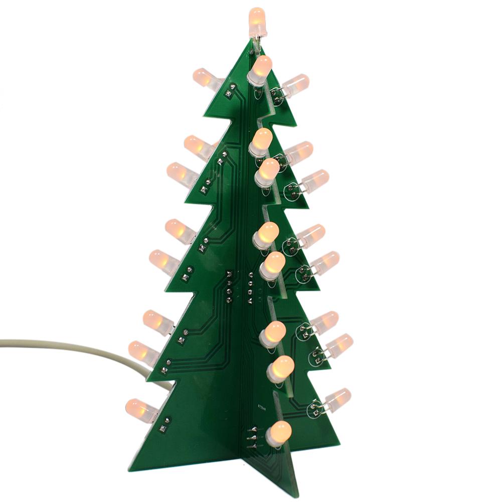 3d juletræ ledet holdbart bærbart flash kredsløbssæt elektronisk haveindretning scene rekvisitter: Gul