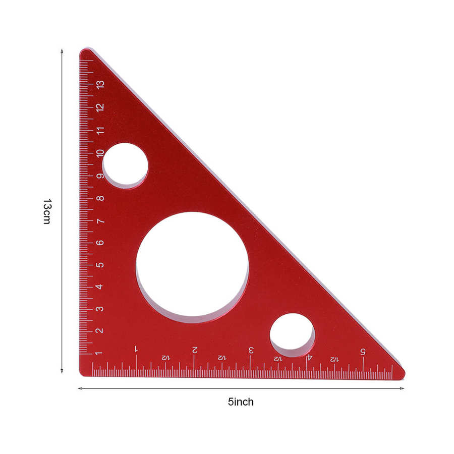 Protractor 5in/13cm Right Angle Ruler Triangle Height Ruler Aluminum Alloy Carpenter Measuring and Gauging Tool