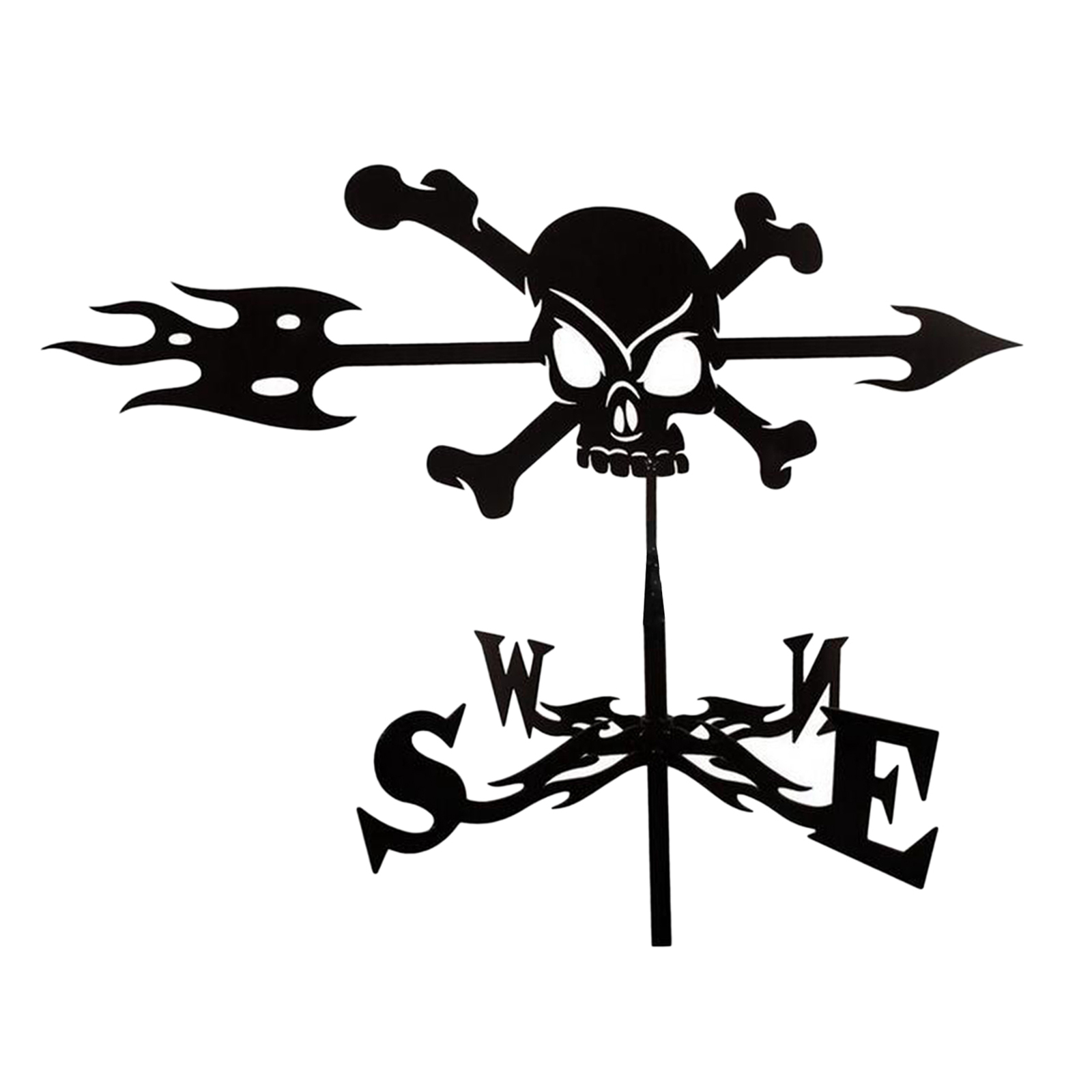 Vintage Look Iron Weather Vane Yard Roof Outdoor Bracket Weathervane Cupolas: Skull