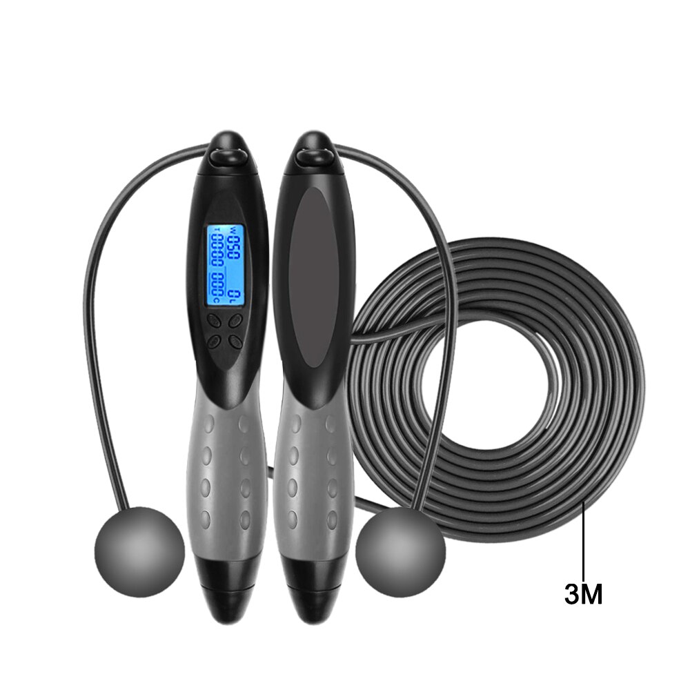 Smart Jump Rope with Digital Counter Crossrope Jump Rope Fitness Sport Skipping Ropes with Anti-Slip Hand Grip and LCD Screen: Gray
