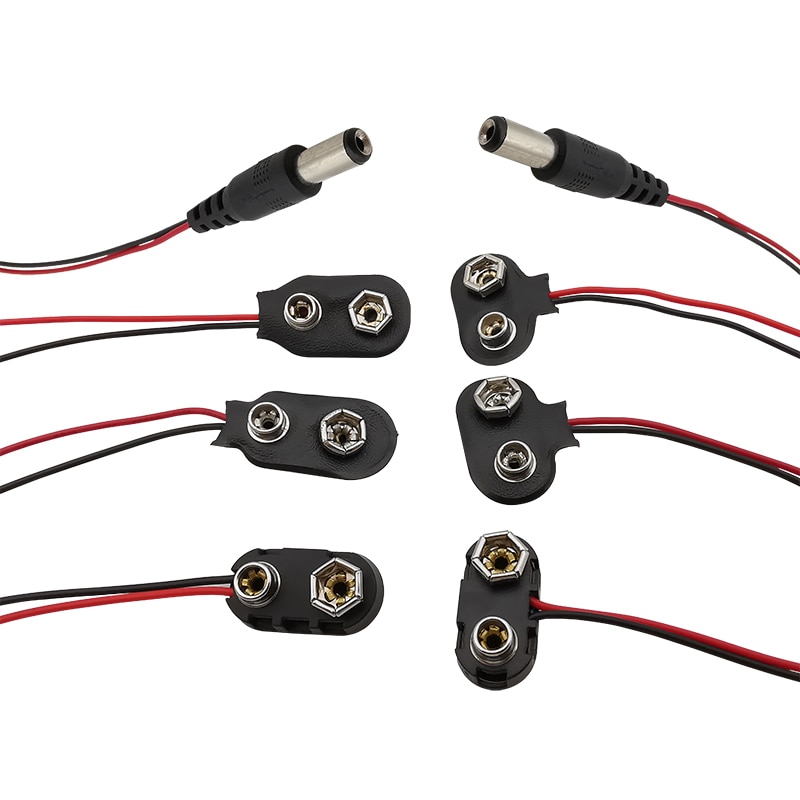 5/10Stck 9V Batterie schnappen Verbinder Clip Draht Führt Halfter DC Batterie Energie Kabel Stecker Clip DC 5.5*2,1 T/ICH Typ für Arduino DIY