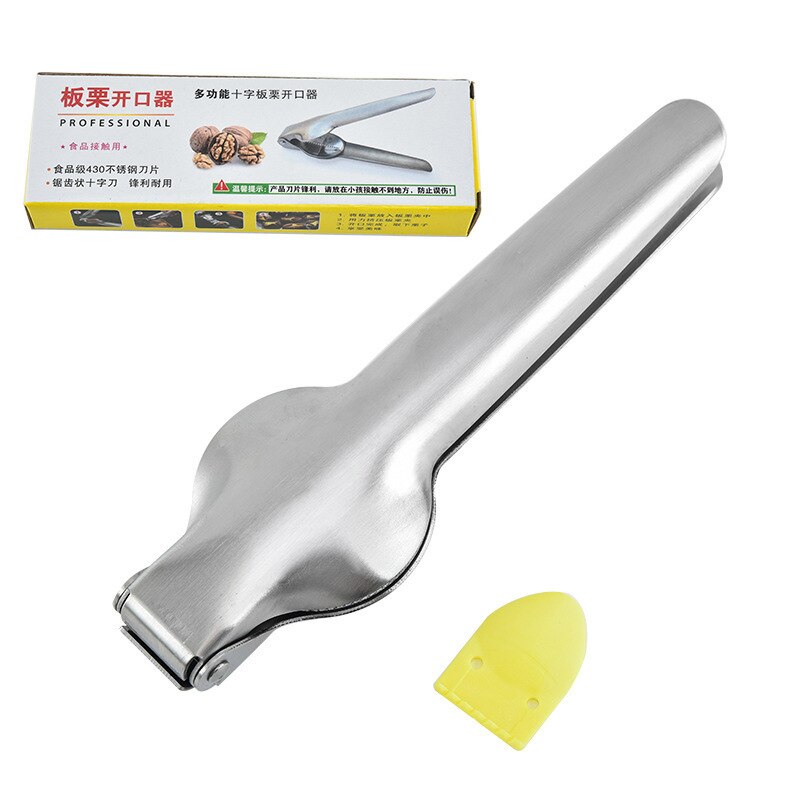 Stainless Steel Nut Opener Cutter Gadgets 2 in 1 Quick Chestnut Clip Walnut Pliers Metal Nutcracker Sheller Kitchen Tools Cutter: Stainless steel