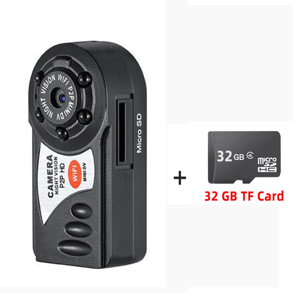 EVKVO Q7 Mini caméra WIFI 1080P HD sans fil DV DVR IR Vision nocturne caméra enregistreur de vidéosurveillance de sécurité: Camera Add 32G Card