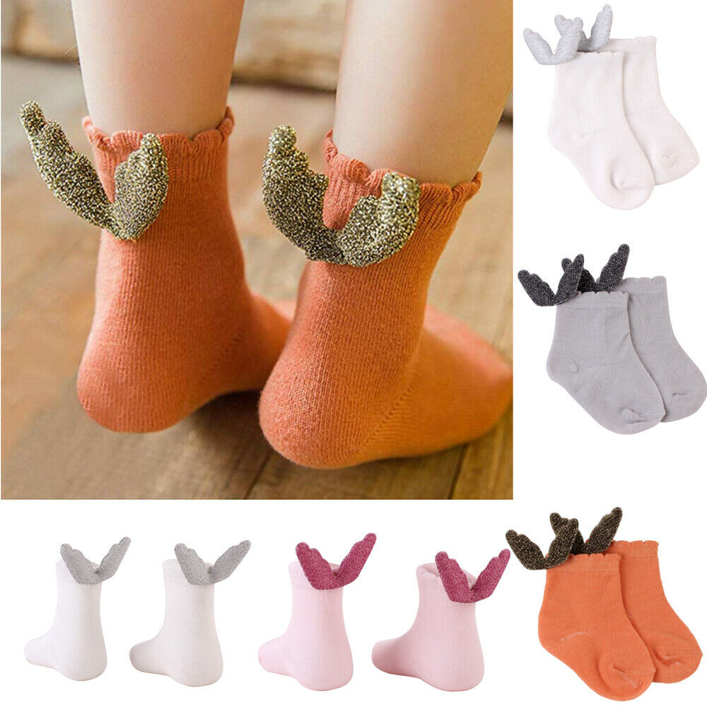 Kids Cute Angel Socks Soft Cotton Blends Casual Crew Sock With Sequined Wings Solid Cute Princess Soft Comfy Socks